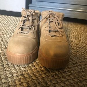 Tan platform sneakers/boots